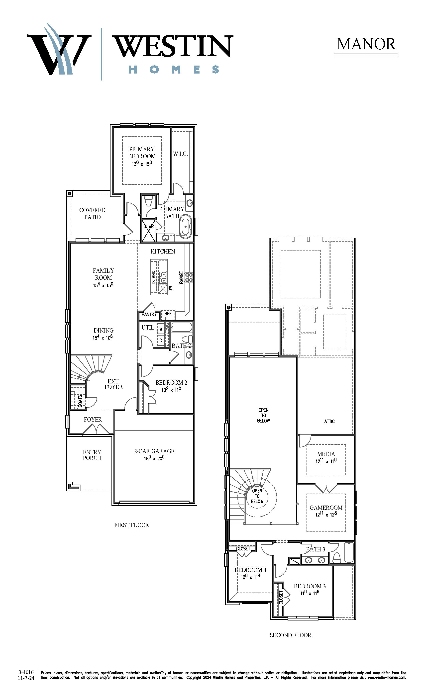 The Manor Floor Plan by Westin Homes